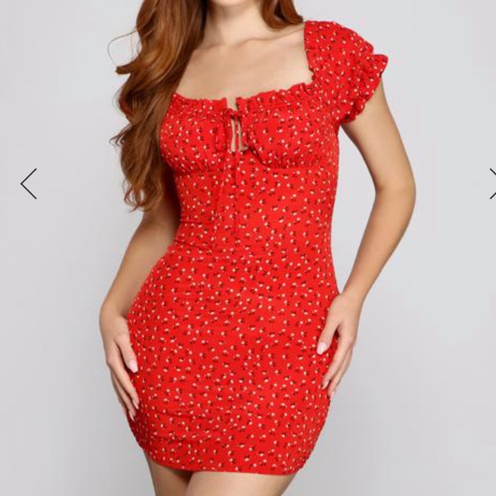 Off the shoulder red mini dress ♥️